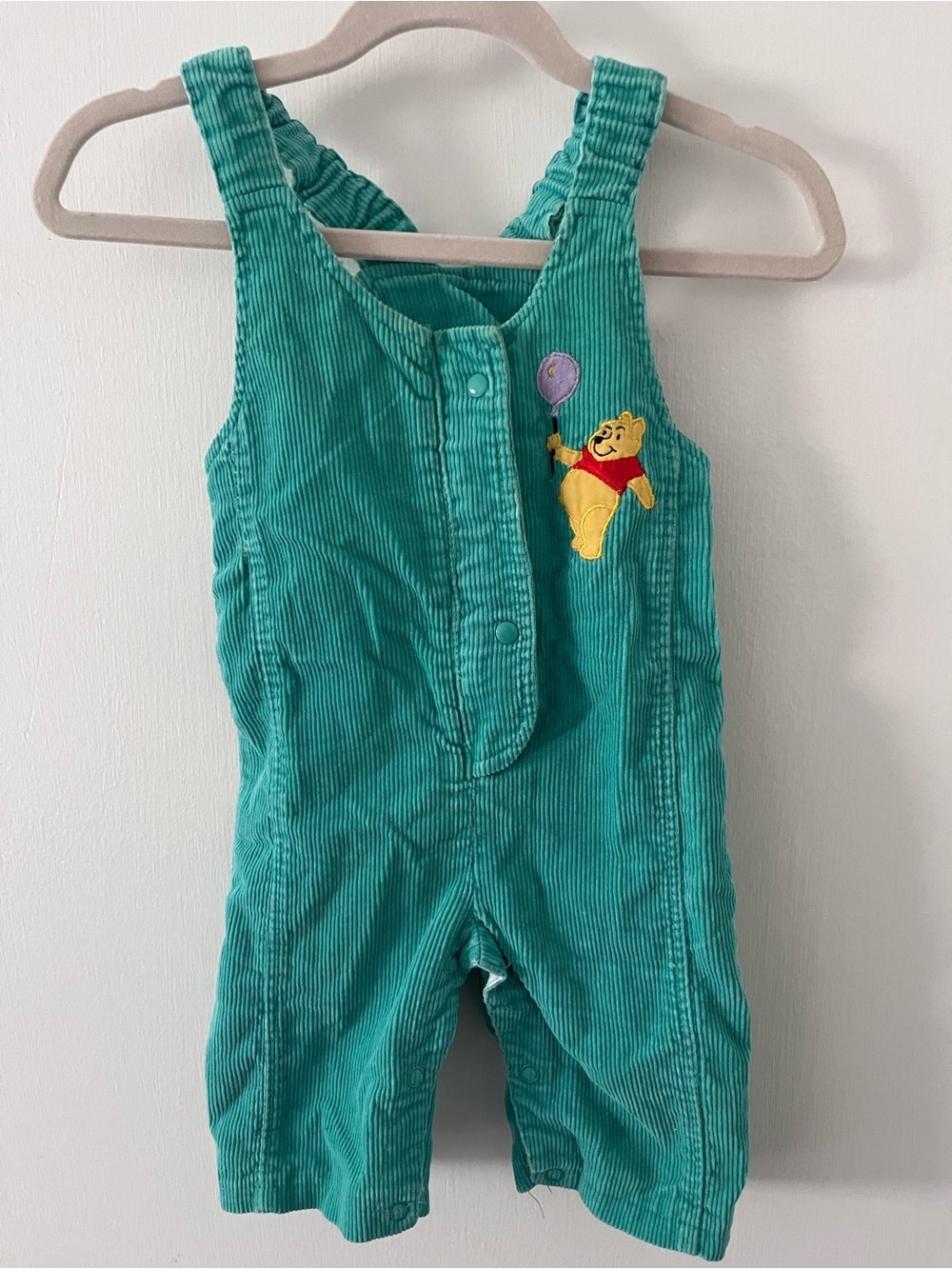 Vintage Teal Corduroy Winnie the Pooh Overalls Infant Baby Boy Girl